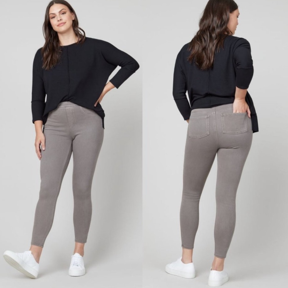 Spanx M Earthy Taupe Soft Knit Stretch Jean-Ish Ankle Skinny Leggings